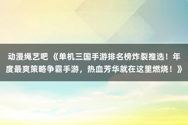 动漫绳艺吧 《单机三国手游排名榜炸裂推选！年度最爽策略争霸手游，热血芳华就在这里燃烧！》