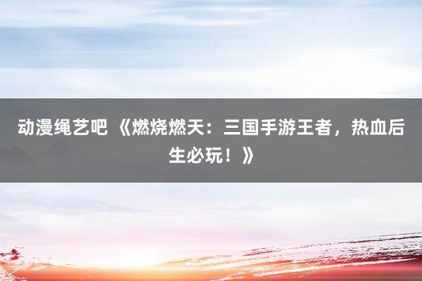 动漫绳艺吧 《燃烧燃天：三国手游王者，热血后生必玩！》